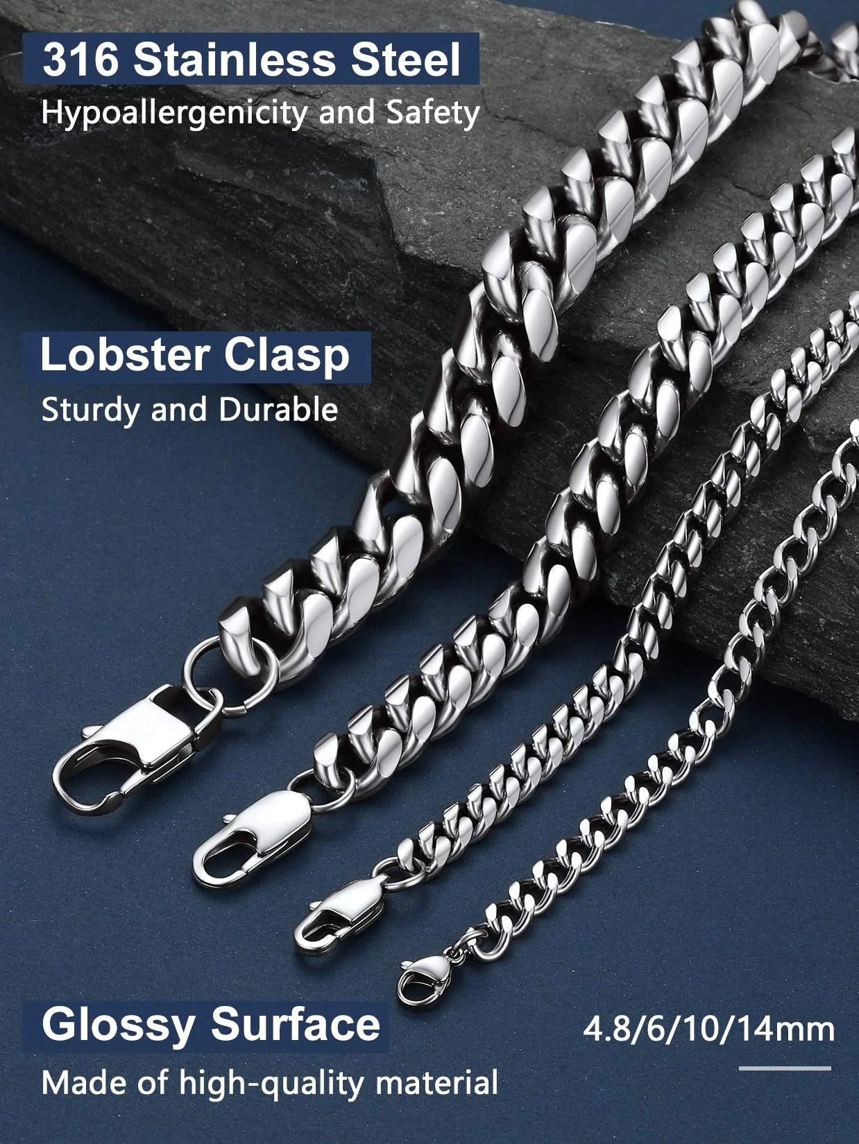 Men's 10mm Cuban Link Chain – Stainless Steel