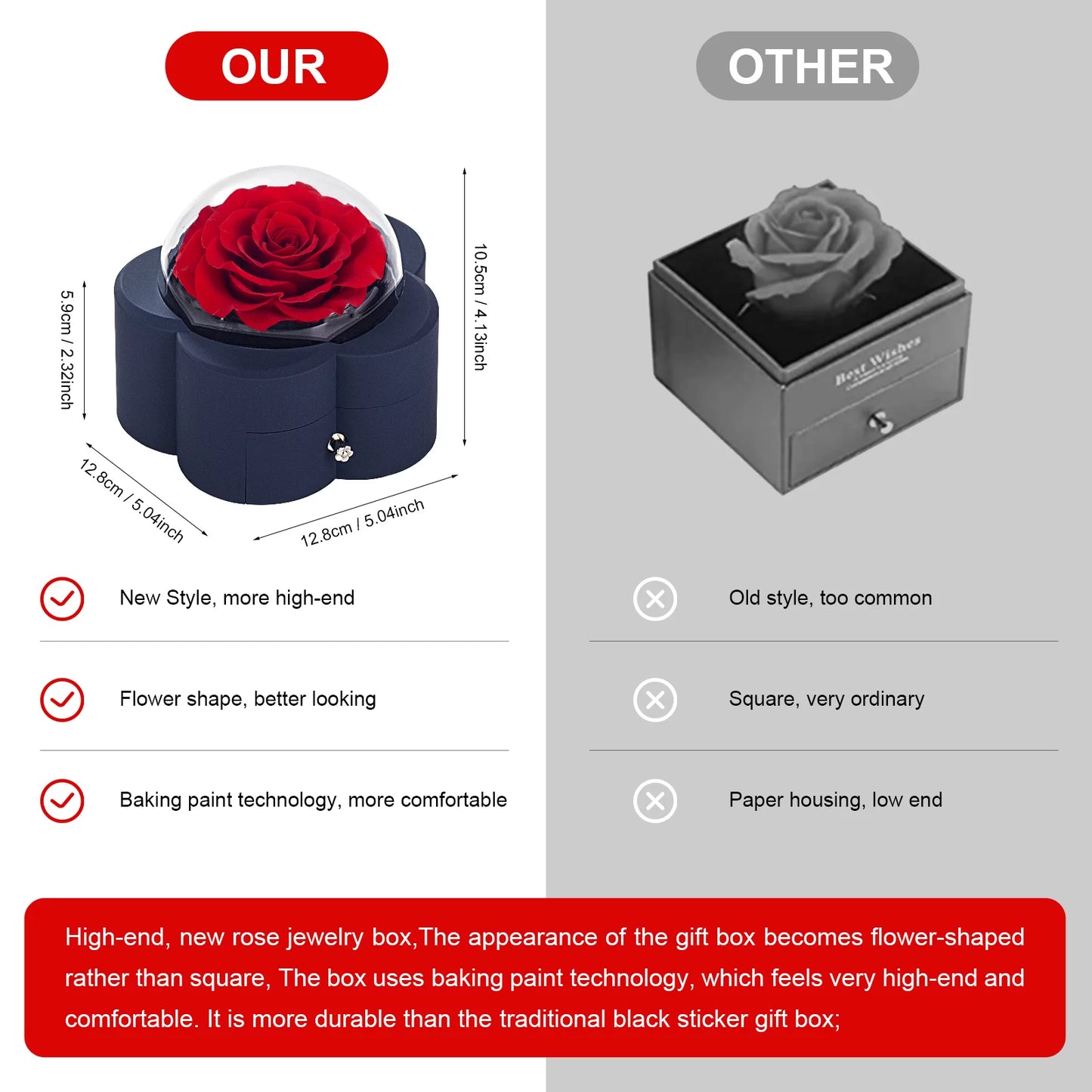 Preserved Flowers Whit High-End Rose Necklace Gift Box