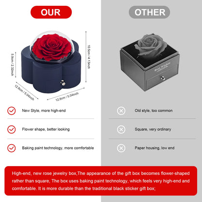 Preserved Flowers Whit High-End Rose Necklace Gift Box