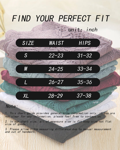 6 Pack Lace Underwear for Women Soft Briefs Embroidery Floral Panties S-XL - PrettyFancyNow