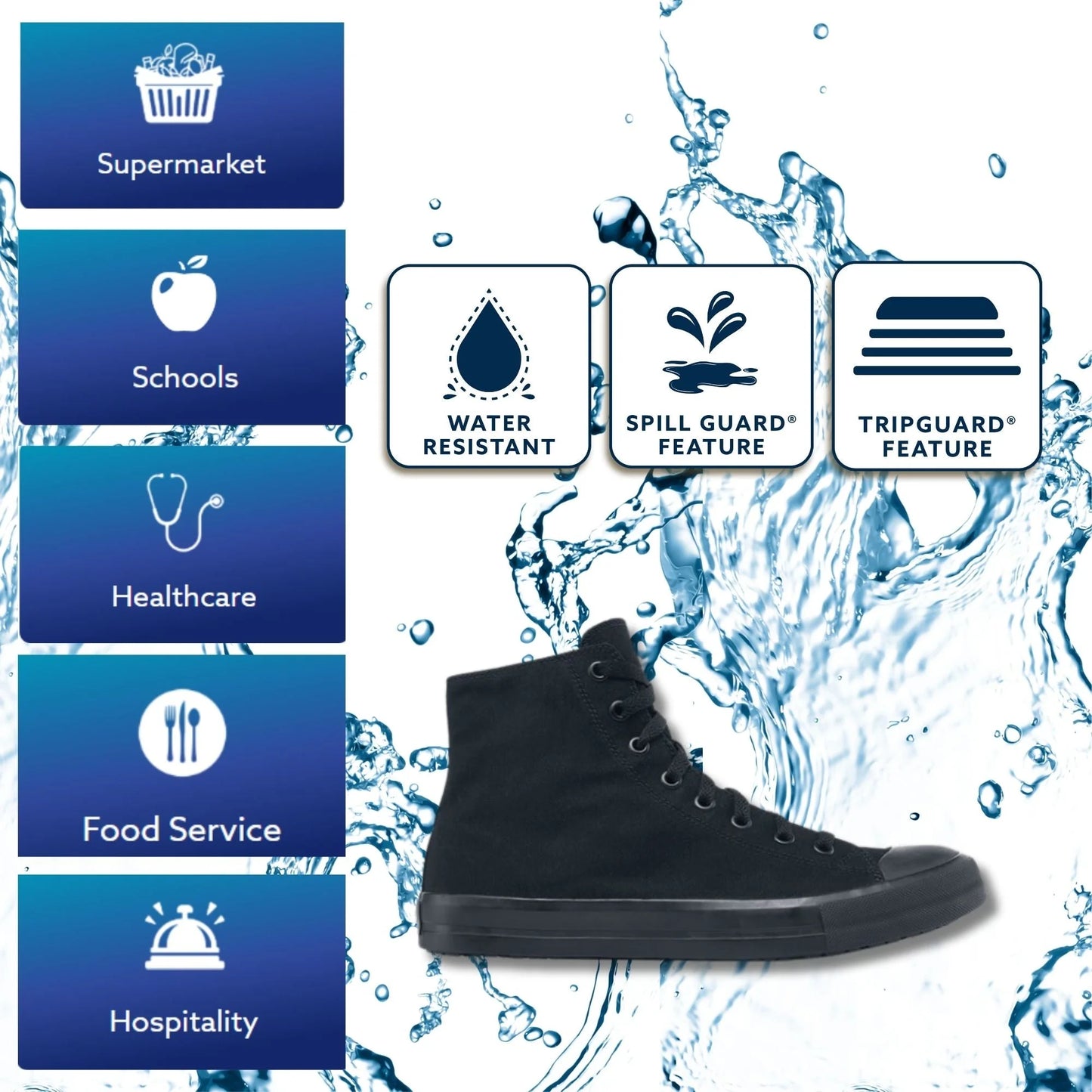 Pembroke Black Canvas Shoes – Unisex, Slip-Resistant, Water-Resistant