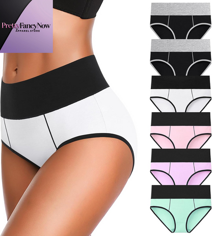 Underwear for Women Cotton High Waist Panties Full Coverage Briefs Soft Strech Ladies Breathable Panties-Multi Pack - PrettyFancyNow