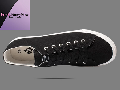 Retro-Inspired Black Canvas Sneakers – Unisex Fit, Cushioned Comfort