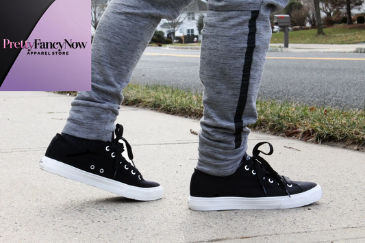 Retro-Inspired Black Canvas Sneakers – Unisex Fit, Cushioned Comfort