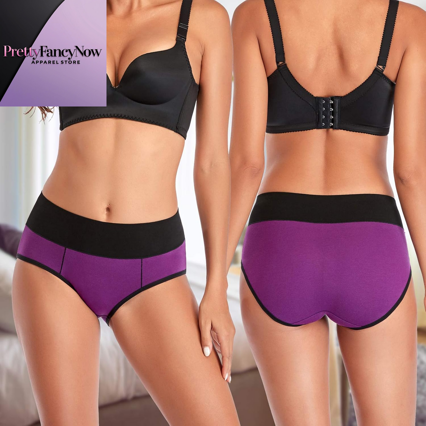 Underwear for Women Cotton High Waist Panties Full Coverage Briefs Soft Strech Ladies Breathable Panties-Multi Pack - PrettyFancyNow