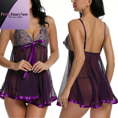 Women'S Sexy Lingerie Babydoll Sleepwear Underwear Lace Dress G-String Nightwear - PrettyFancyNow