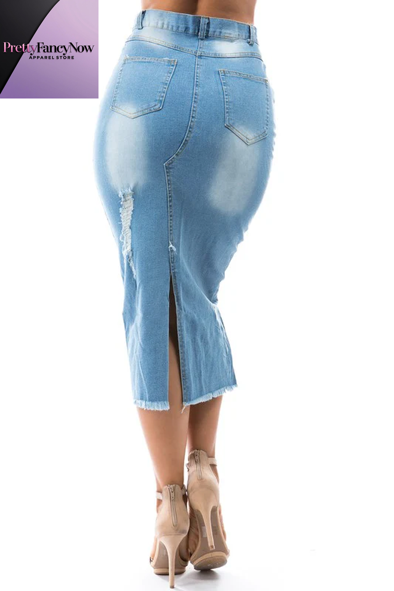 High-Waisted Denim Maxi Skirt - PrettyFancyNow