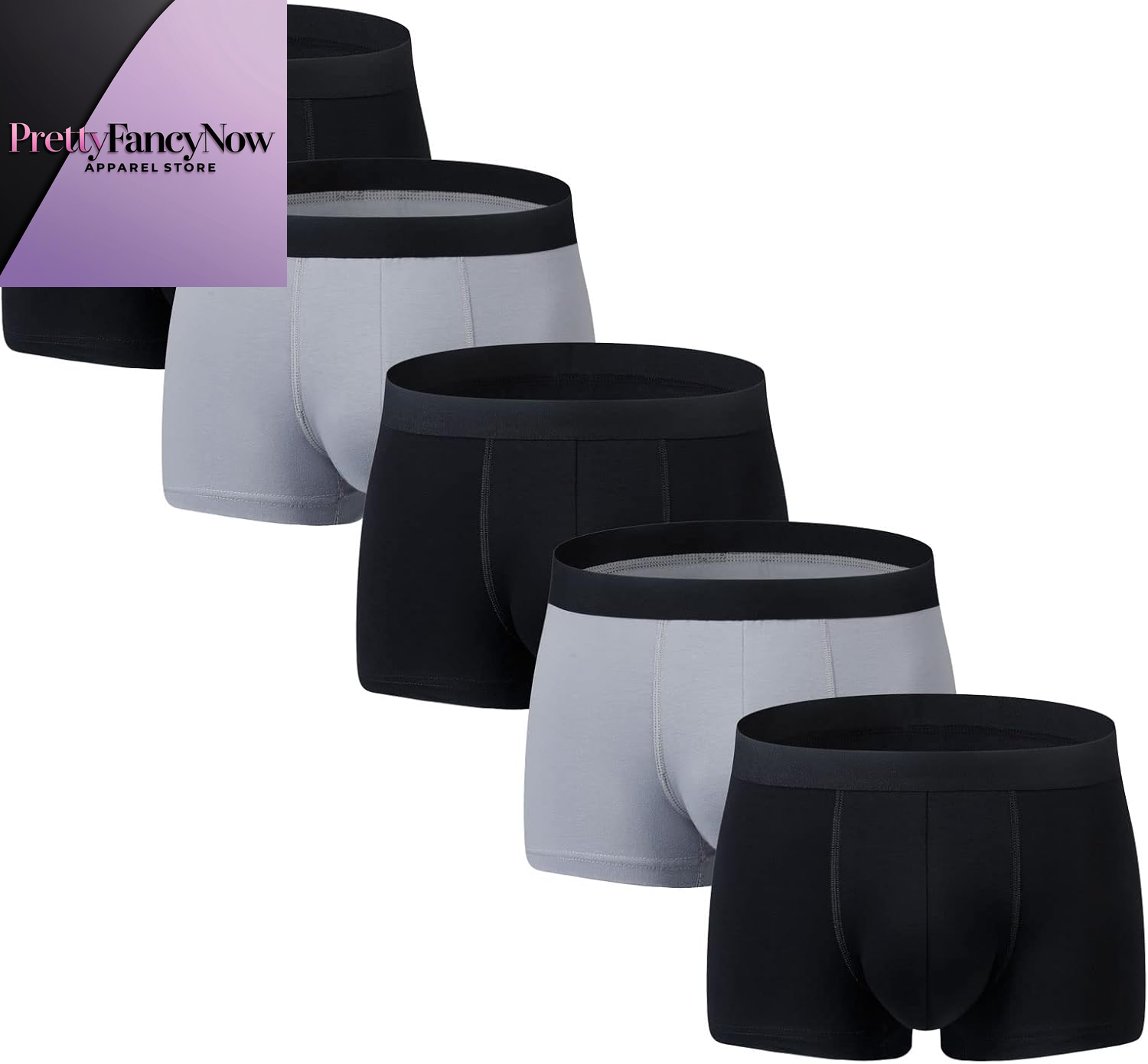 Men'S Underwear Boxer Briefs Cotton Huge Pouch Trunks Short Leg Underwear 5 Pack - PrettyFancyNow