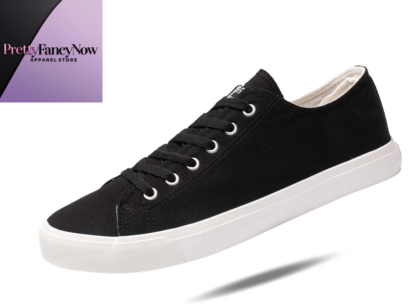 Retro-Inspired Black Canvas Sneakers – Unisex Fit, Cushioned Comfort