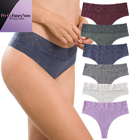 Seamless Cotton Thongs for Women – Delicate Lace Trim Panties - PrettyFancyNow