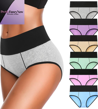 Underwear for Women Cotton High Waist Panties Full Coverage Briefs Soft Strech Ladies Breathable Panties-Multi Pack - PrettyFancyNow
