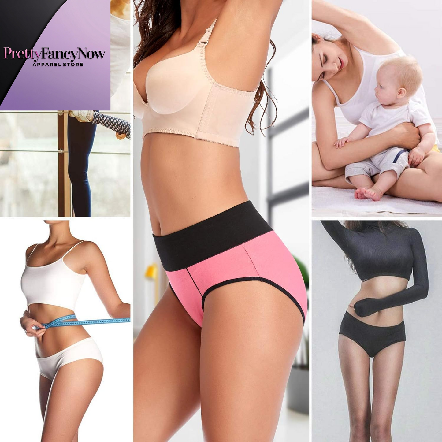Underwear for Women Cotton High Waist Panties Full Coverage Briefs Soft Strech Ladies Breathable Panties-Multi Pack - PrettyFancyNow