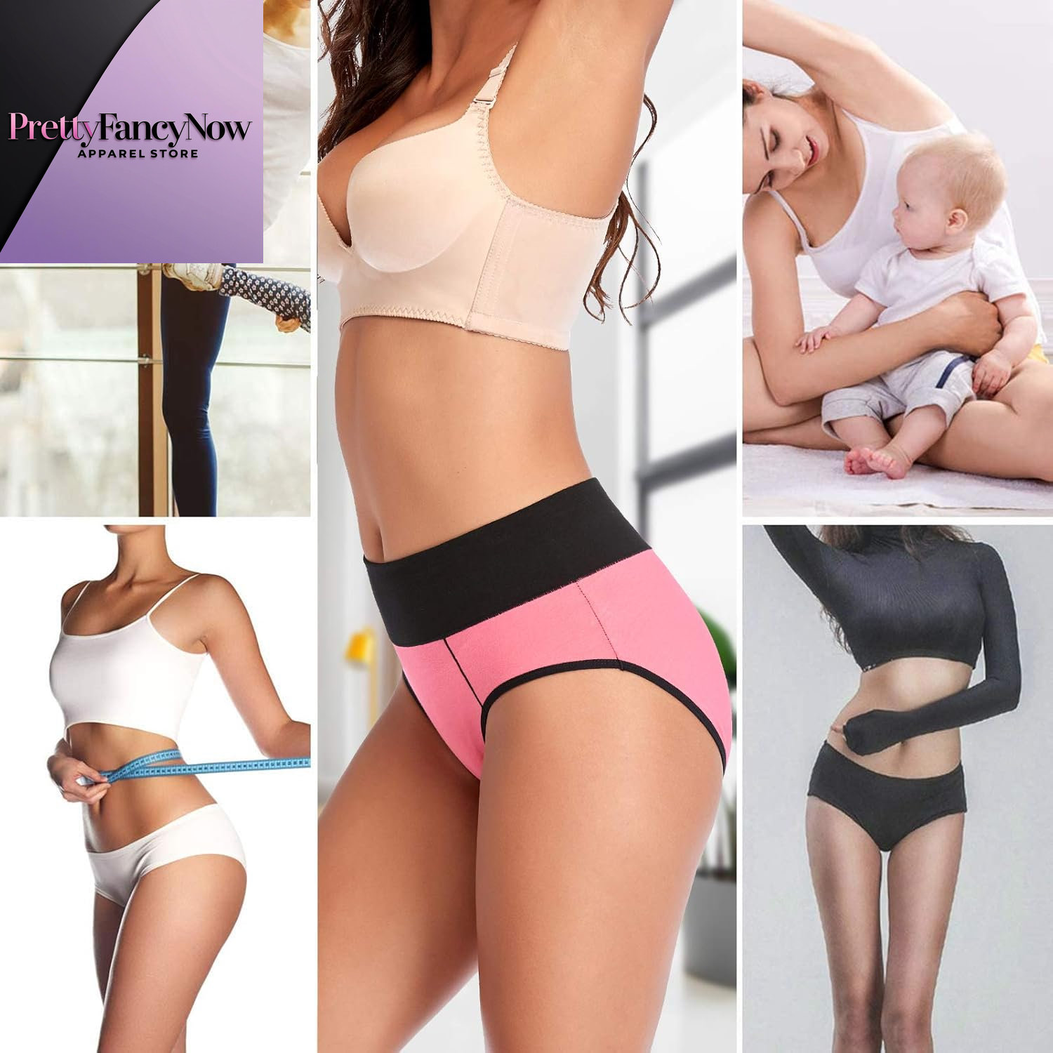 Underwear for Women Cotton High Waist Panties Full Coverage Briefs Soft Strech Ladies Breathable Panties-Multi Pack - PrettyFancyNow