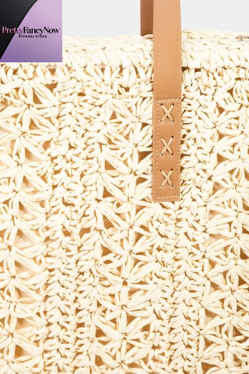 Fame Braided Straw Tote Bag - PrettyFancyNow
