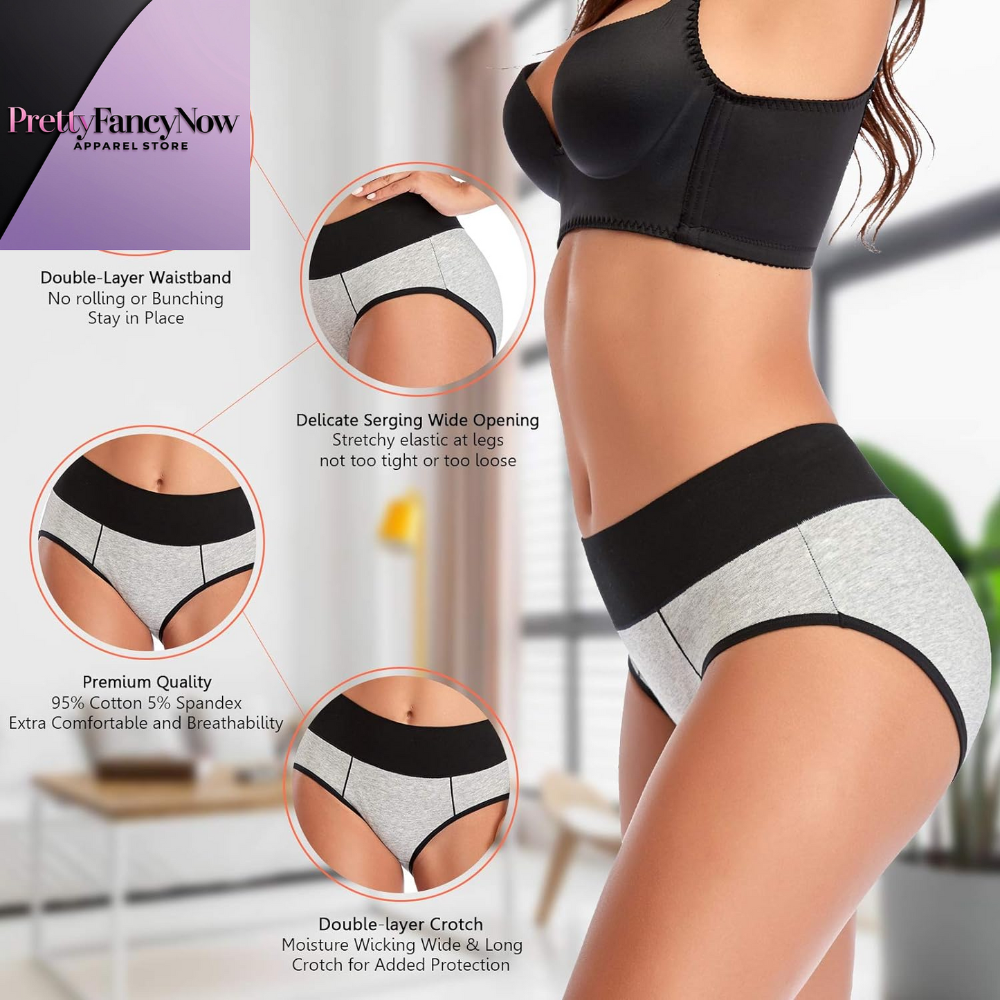 Underwear for Women Cotton High Waist Panties Full Coverage Briefs Soft Strech Ladies Breathable Panties-Multi Pack - PrettyFancyNow