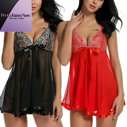 Women'S Sexy Lingerie Babydoll Sleepwear Underwear Lace Dress G-String Nightwear - PrettyFancyNow