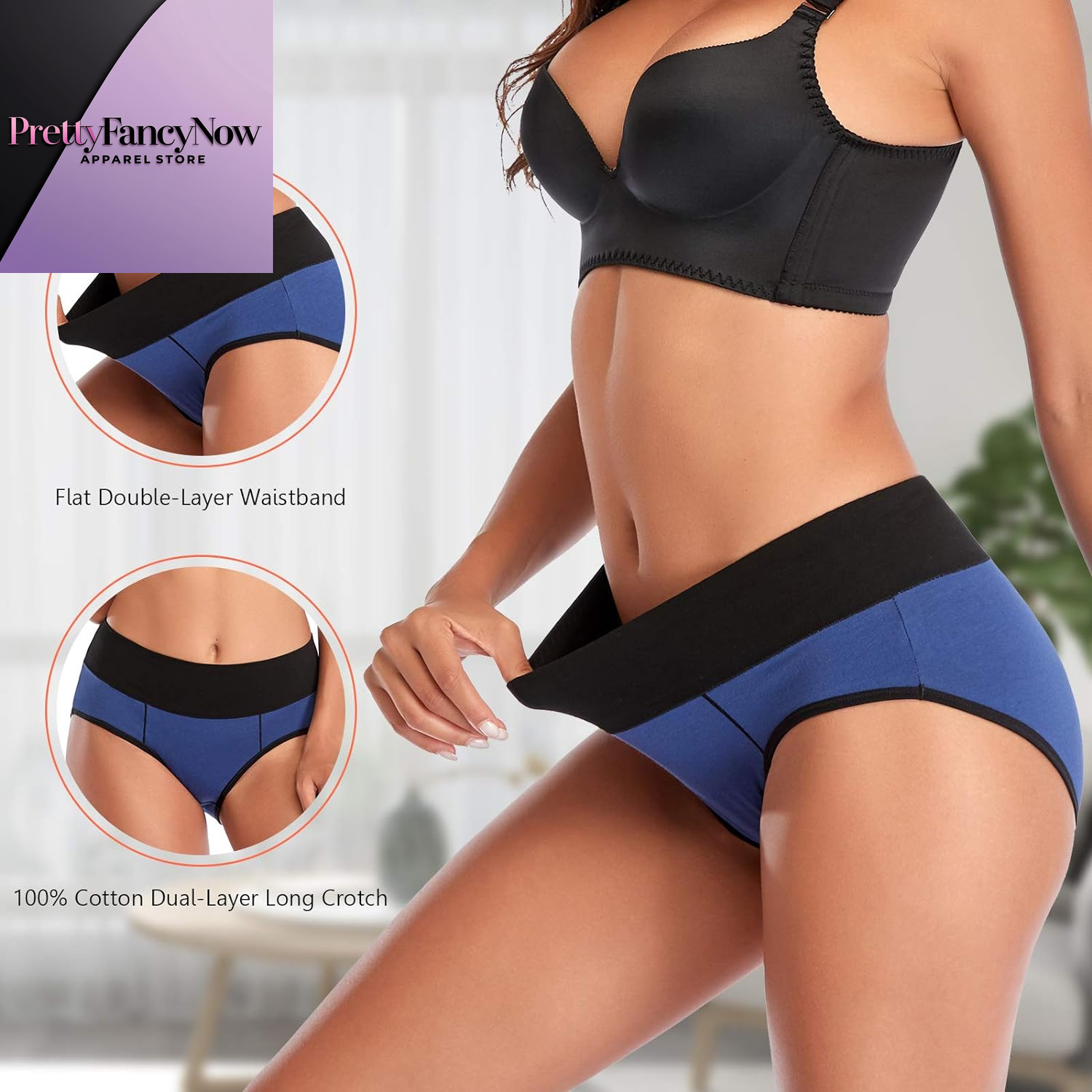 Underwear for Women Cotton High Waist Panties Full Coverage Briefs Soft Strech Ladies Breathable Panties-Multi Pack - PrettyFancyNow