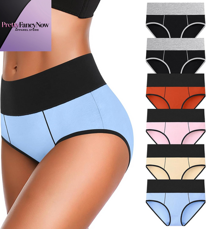 Underwear for Women Cotton High Waist Panties Full Coverage Briefs Soft Strech Ladies Breathable Panties-Multi Pack - PrettyFancyNow