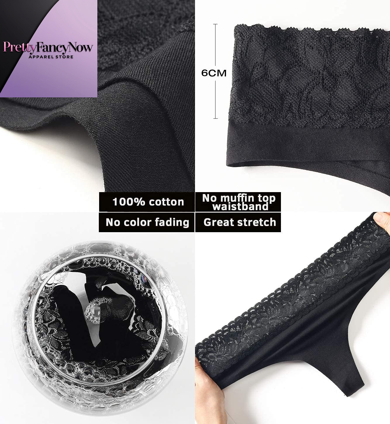 Seamless Cotton Thongs for Women – Delicate Lace Trim Panties - PrettyFancyNow