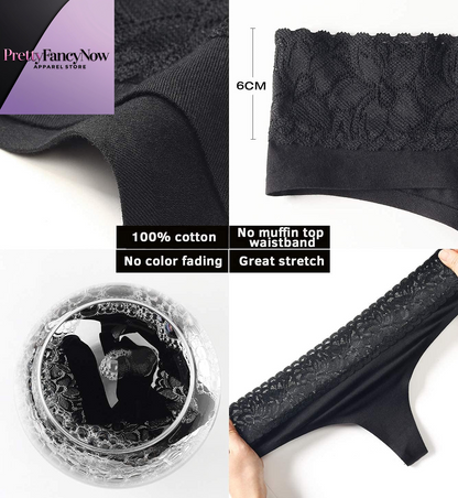 Seamless Cotton Thongs for Women – Delicate Lace Trim Panties - PrettyFancyNow