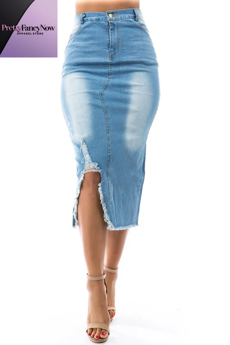 High-Waisted Denim Maxi Skirt - PrettyFancyNow
