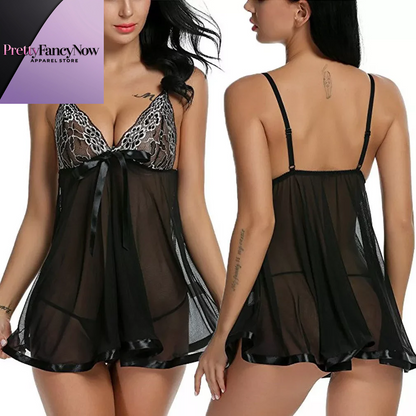 Women'S Sexy Lingerie Babydoll Sleepwear Underwear Lace Dress G-String Nightwear - PrettyFancyNow