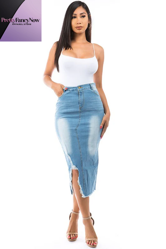 High-Waisted Denim Maxi Skirt - PrettyFancyNow