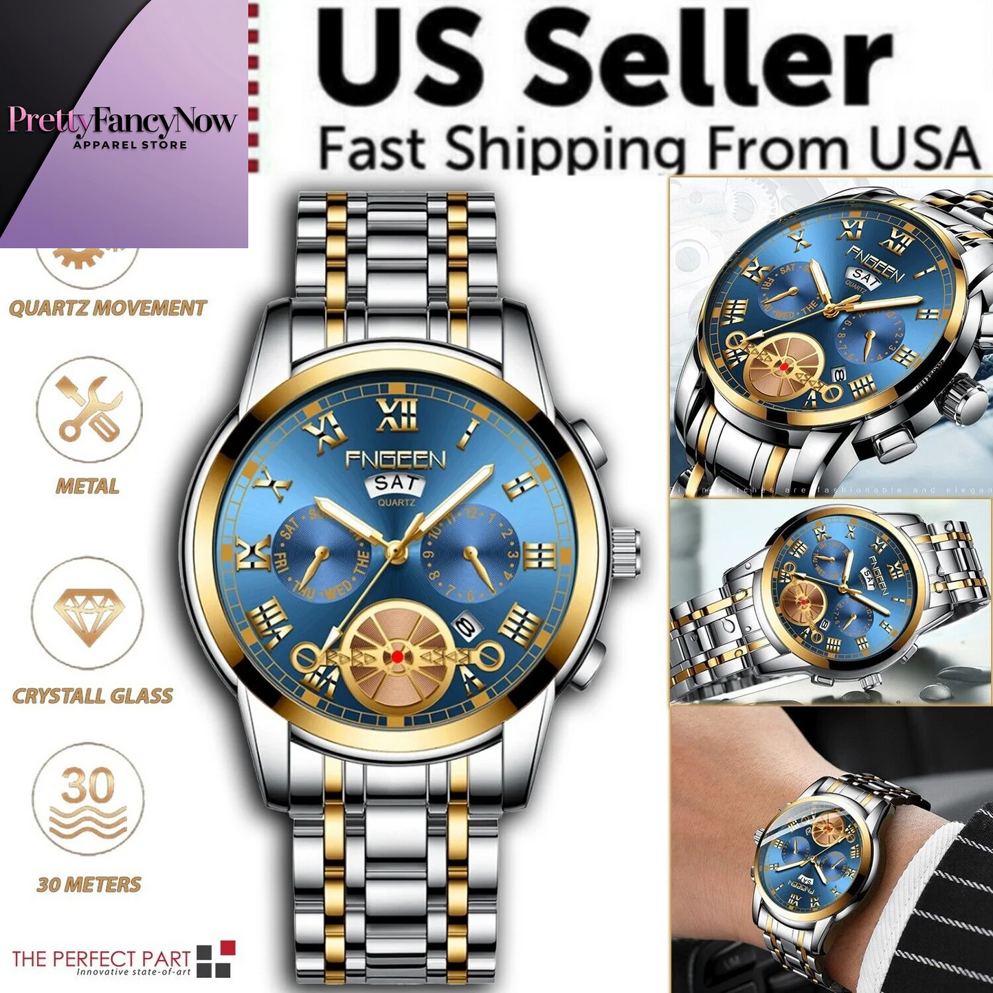 Men’s Quartz Watch – FNGEEN Waterproof Dress Timepiece - PrettyFancyNow