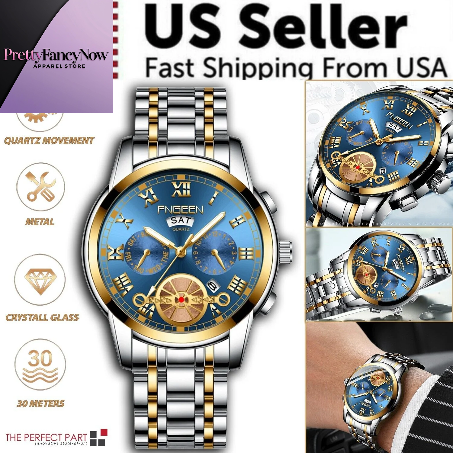 Men’s Quartz Watch – FNGEEN Waterproof Dress Timepiece - PrettyFancyNow