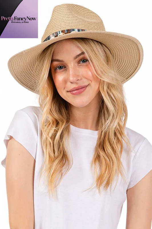 Sea Shell Hat Band Straw Fedora Sun Hat - PrettyFancyNow